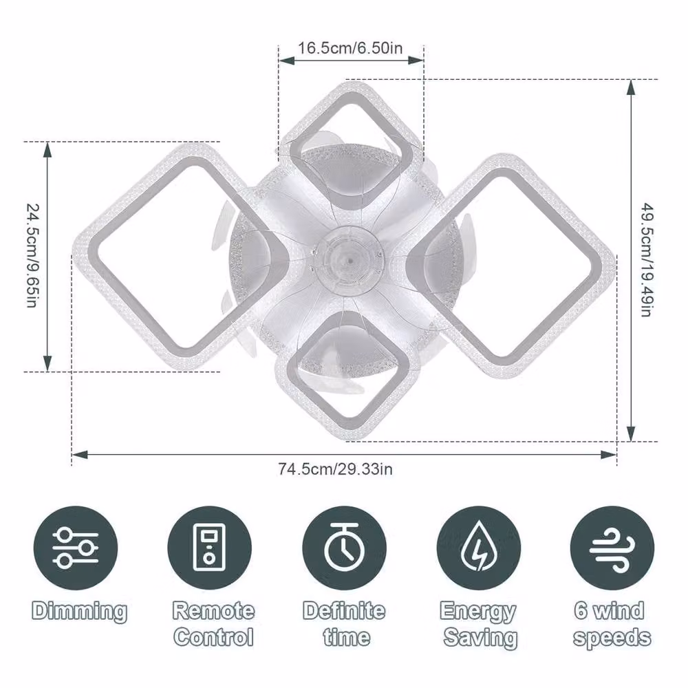 EONLION Modern White Ceiling Fan with Dimmable LED Light and Remote Control – 2