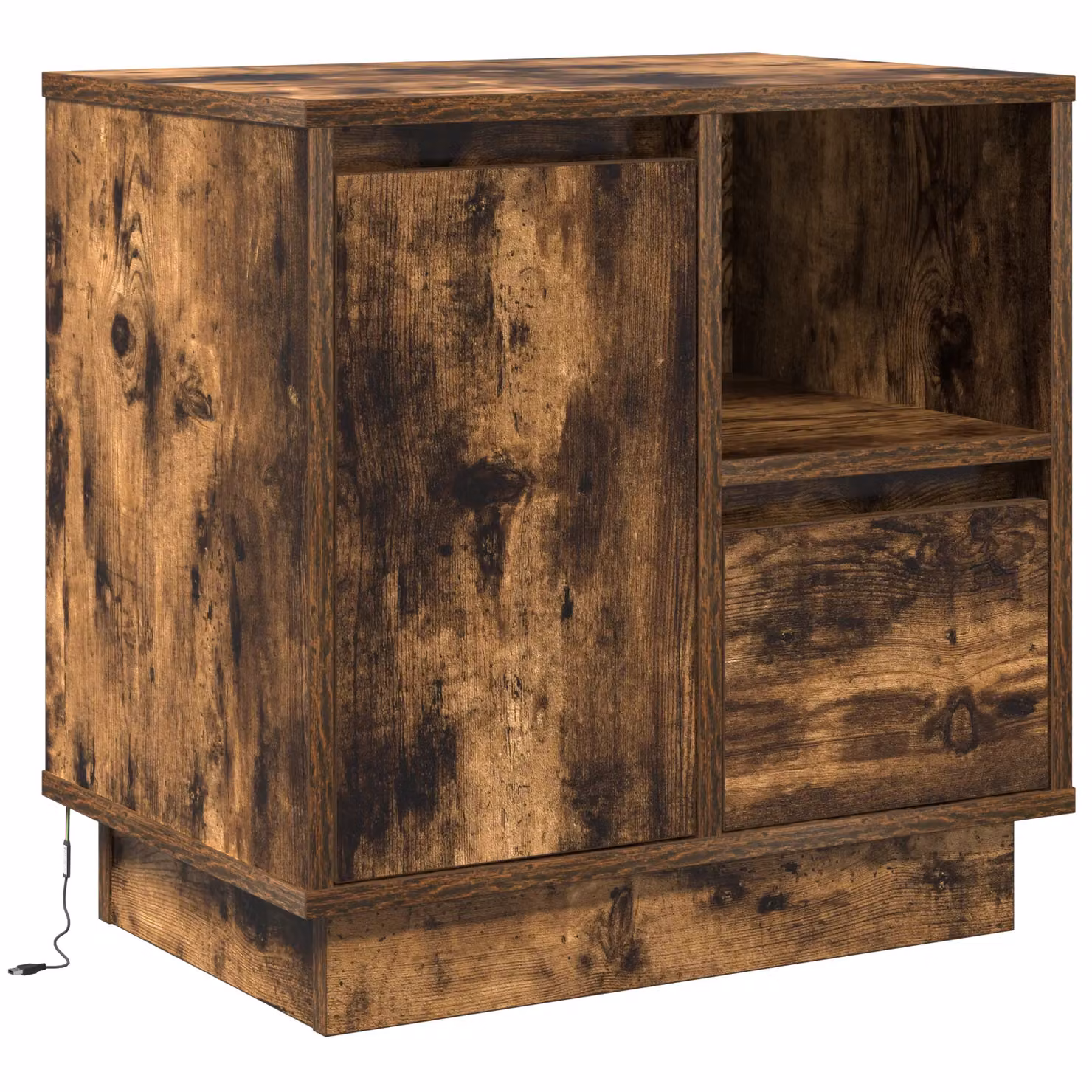 Berkfield Home Modern Bedside Cabinet with Integrated LED Lights in Smoked Oak Brown, W: 50 cm, D: 34.5 cm, H: 50 cm – 1