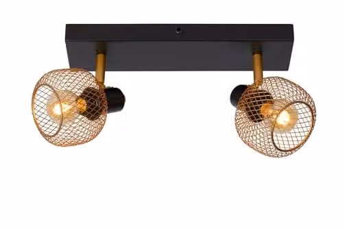 Lucide Maren Retro Dimmable Twin Ceiling Spotlight in Gold/Brass with 2 x E14 Sockets – 1