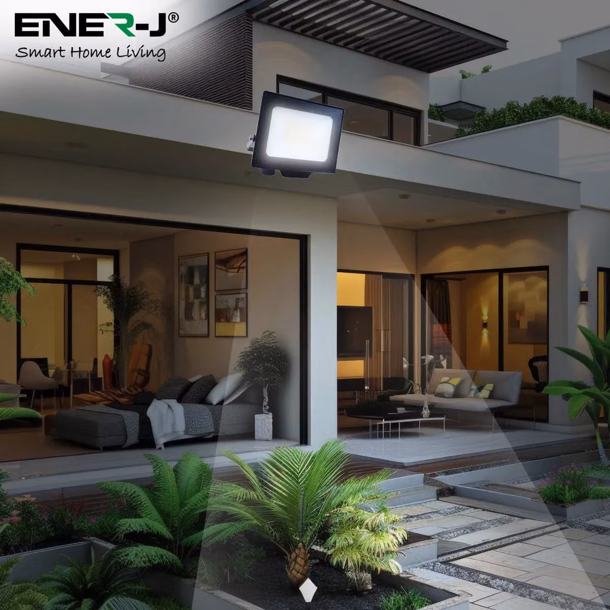 ENER-J 30W LED Floodlight, CCT Switchable, IP65 Weatherproof, 2700 Lumens, White – 3