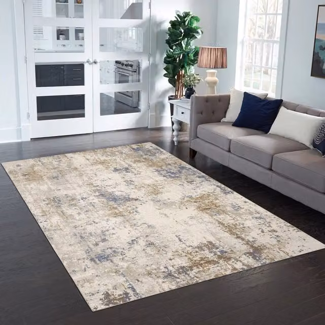 Woohoo Furniture Flatweave Paris Chenille Abstract Rug in Blue, W: 100 cm, L: 200 cm