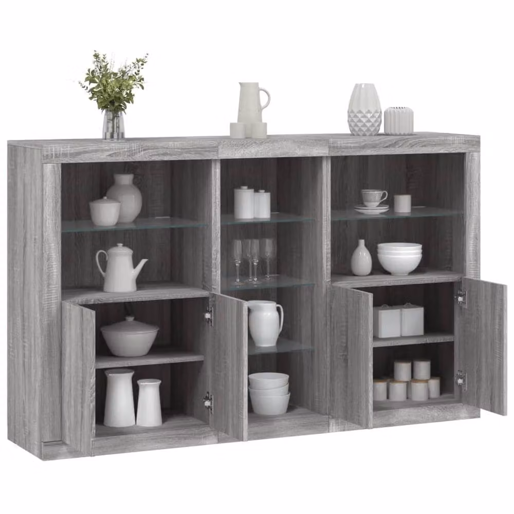 Berkfield Home Modern Grey Sonoma Sideboard with Integrated LED Lights, W: 162 cm, D: 37 cm, H: 100 cm – 2