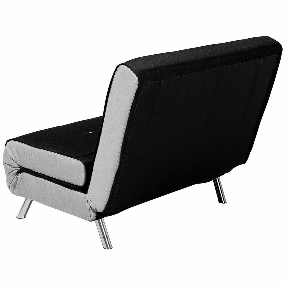Wyld and Coco Black Woven Fabric Single Fold-Out Sofa Bed with Upholstered Metal Frame – 4