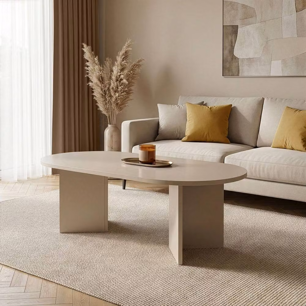 CALICOSY IRIS Oval Coffee Table in Beige, W/D/H: 119 x 60 x 39.8 cm – 2