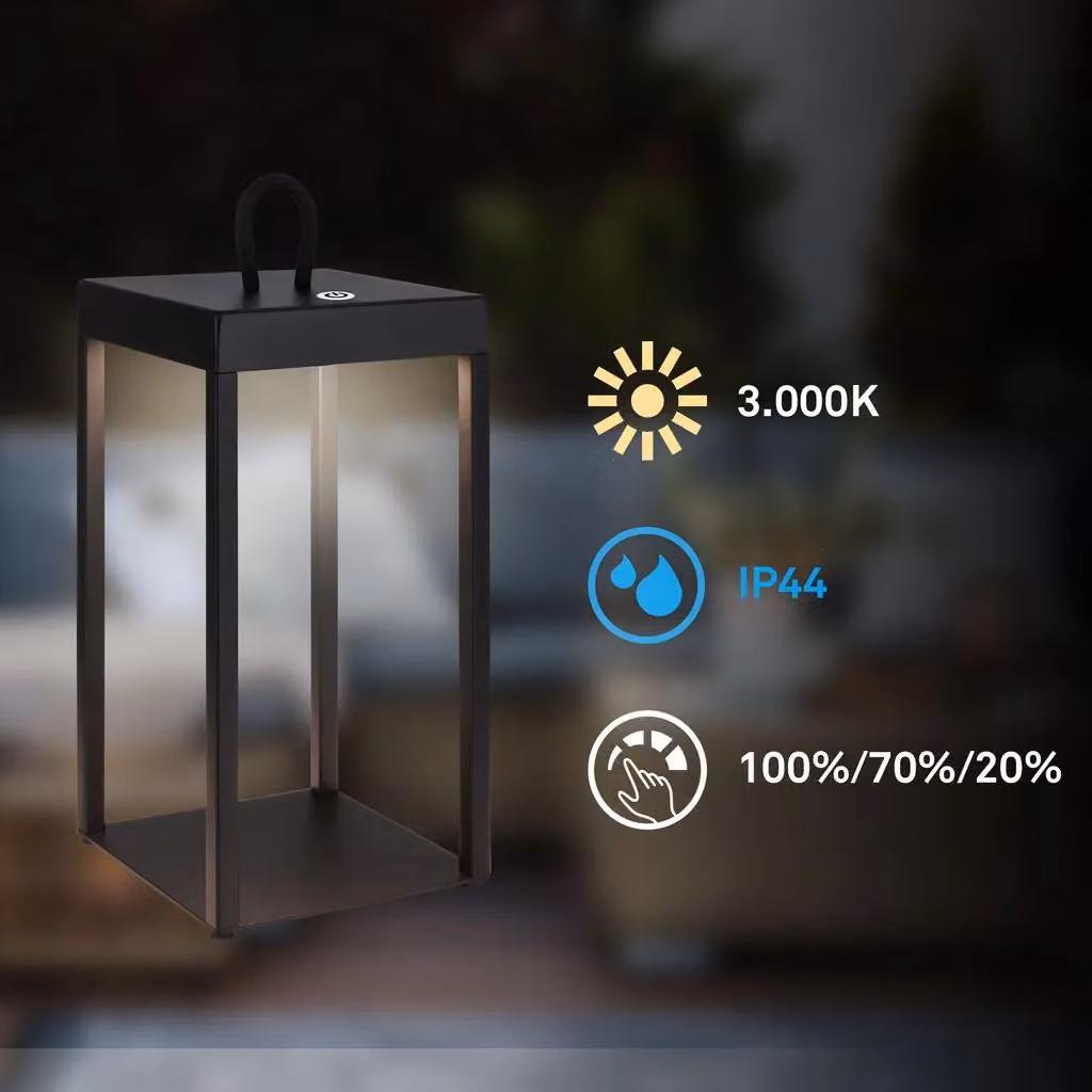 Briloner Black Rechargeable LED Table Lamp with Dimmable Touch Control and Warm White Light – 2