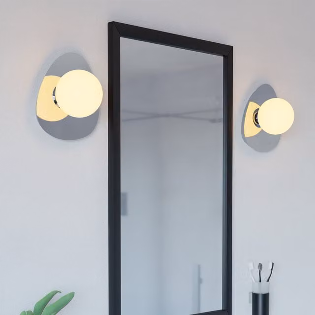 Eglo Castrovido Chrome and Matte Glass LED Bathroom Wall Light