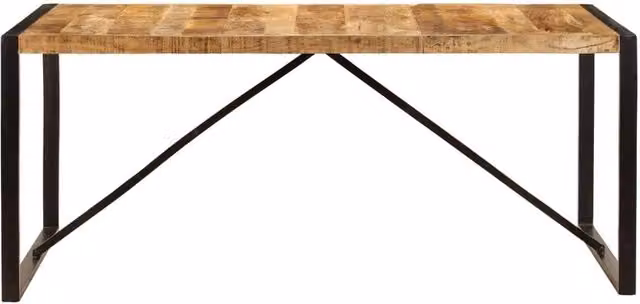 Berkfield Home Beautiful Rectangular Dining Table in Brown Solid Rough Mango Wood W: 180 cm, D: 90 cm, H: 76 cm