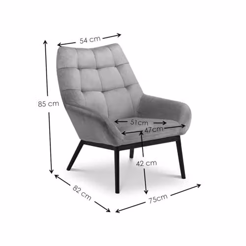 Julian Bowen Lucerne Grey Velvet Tub Accent Chair with Metal Frame – 2