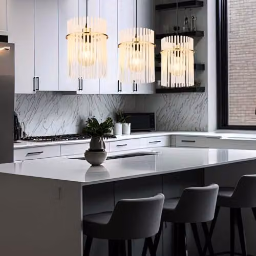 Netlighting Gorley Bar Pendant Light in Gold and Transparent Glass, W/D/H: 80 x 20 x 140 cm – 8