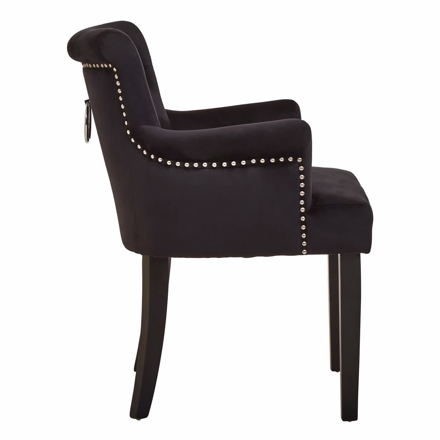 Orsina Black Velvet Ringback Armchair with Tufted Upholstery and Rubberwood Legs – 3