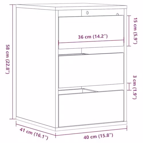 vidaXL Corner Chest of Drawers in Grey Sonoma, W/D/H: 40 x 41 x 58 cm – 3