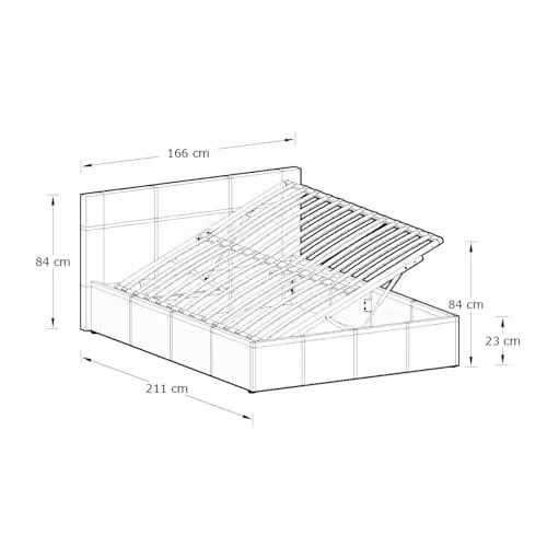 GFW Classic Side Lift King Size Ottoman Bed in Sand Faux Leather with Stitched Headboard, H 166 cm x W 180 cm x D 84 cm – 2