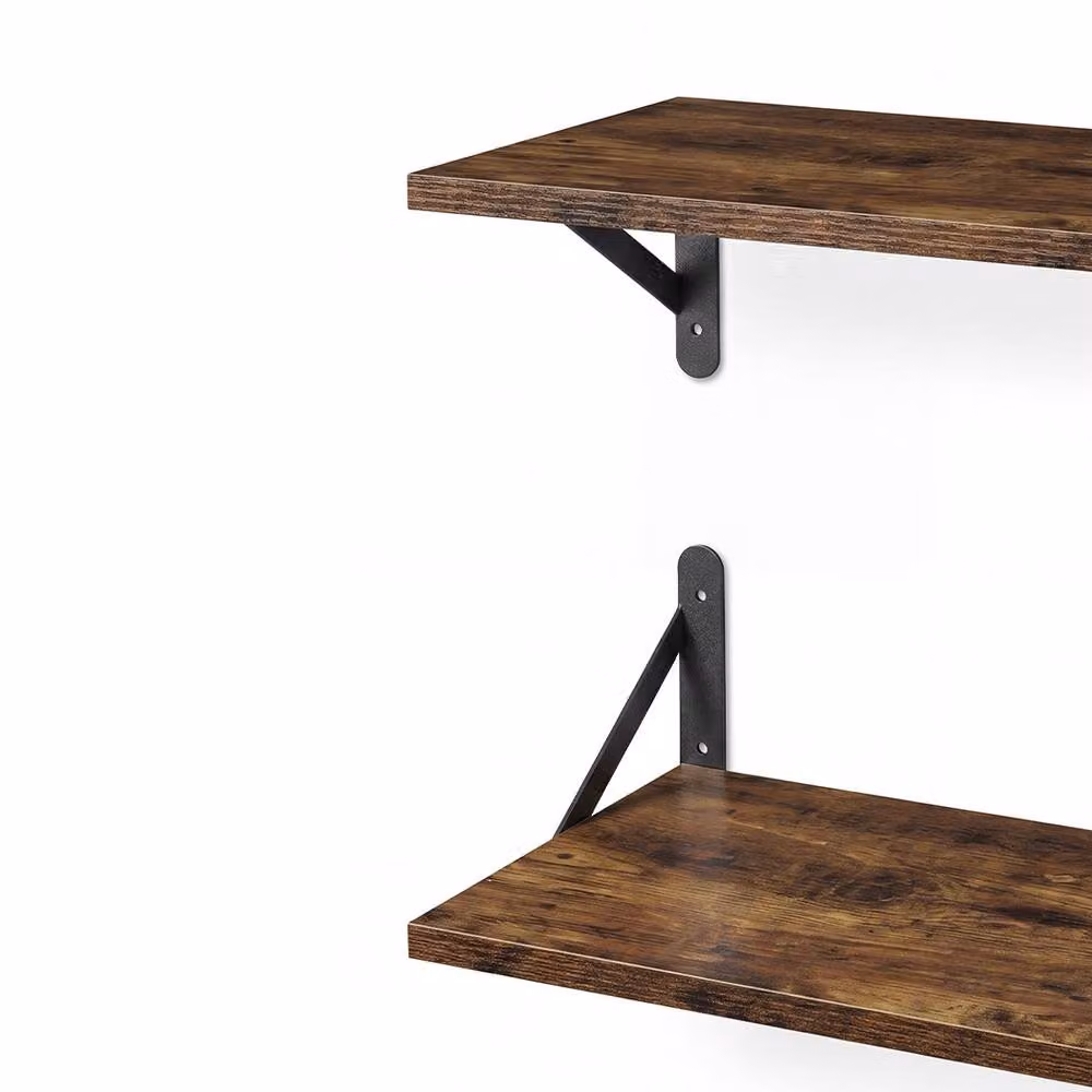 Levede Set of 2 Rustic Brown Wall Mounted Floating Shelves – 7