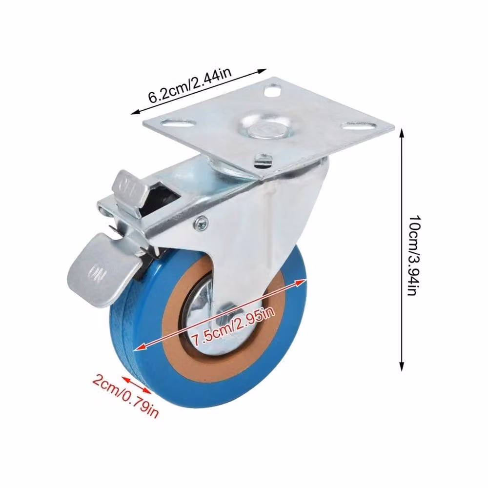 Havendro 4-Piece Heavy Duty 75mm Swivel Brake Castor Trolley Set in Blue – 2