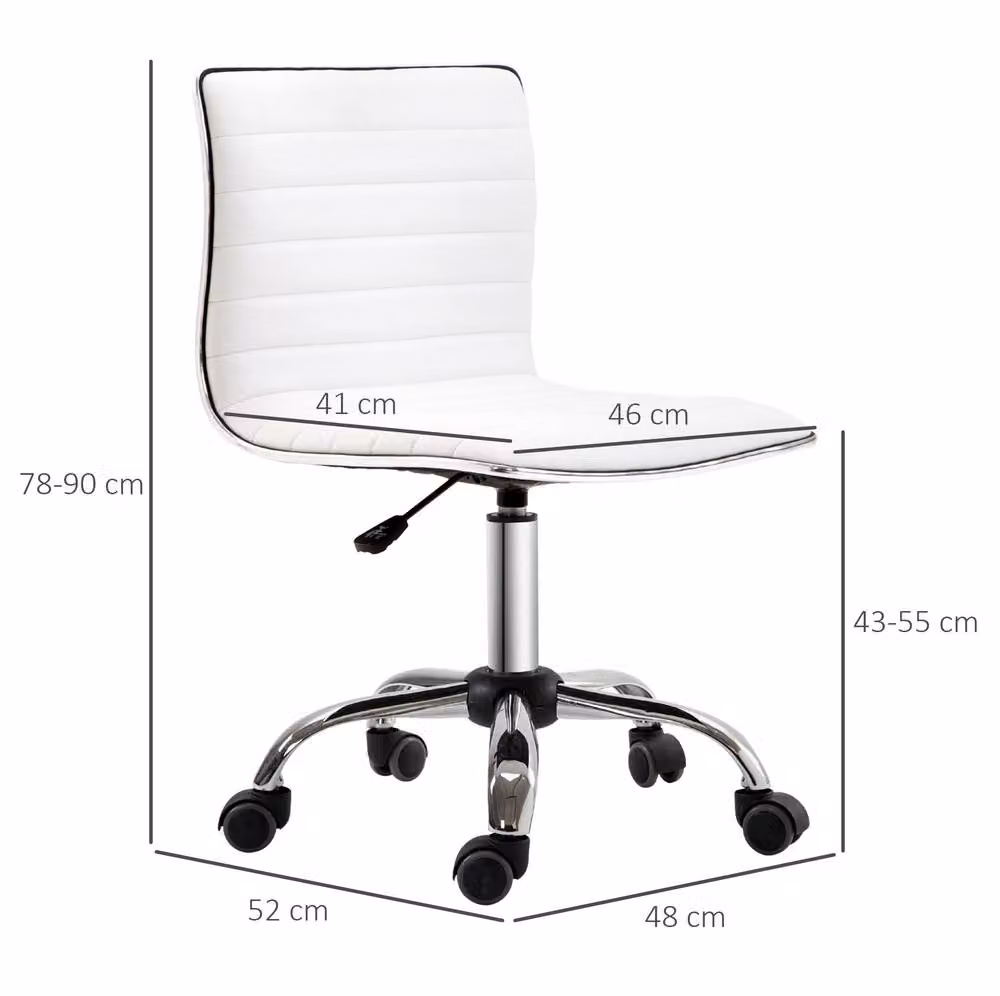 STILVORA Modern White Synthetic Leather Task Chair with 360 Degree Swivel and Adjustable Height, W/D/H: 52 x 52 x 120 cm – 2