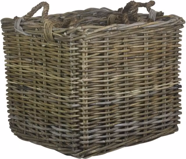 Red Hamper Square Grey and Brown Rattan Log Basket, W: 45 cm, D: 45 cm, H: 45 cm – 1