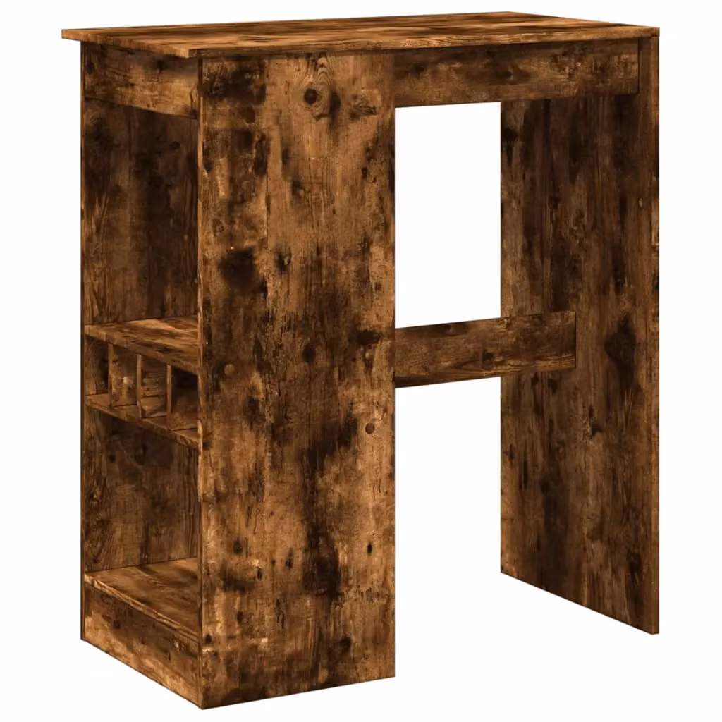 Berkfield Home Bar Table with Racks in Smoked Oak Brown, W/D/H: 90 x 47.5 x 103.5 cm – 2