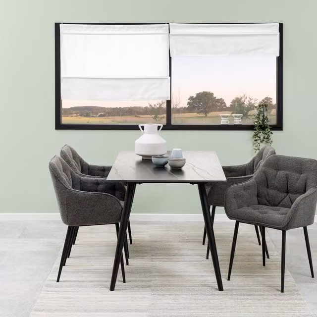 Furniture To Go Wicklow Modern Rectangular Ceramic Dining Table in Black, W: 140 cm, D: 80 cm