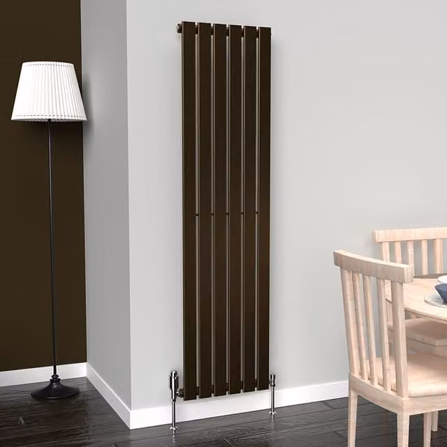 Lux Heat Flat Vertical Single Radiator in Antique Brass, H: 160 cm x W: 42 cm