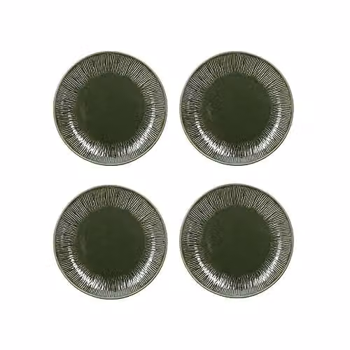 Mikasa Jardin Floral Stoneware Side Plate Set of 4, Green, Diameter: 22 cm