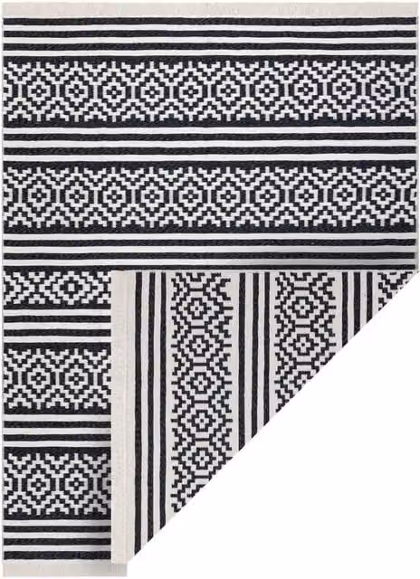 RugsX Twin Boho Rectangular Cotton Rug in Black, W: 120 cm, D: 170 cm – 1