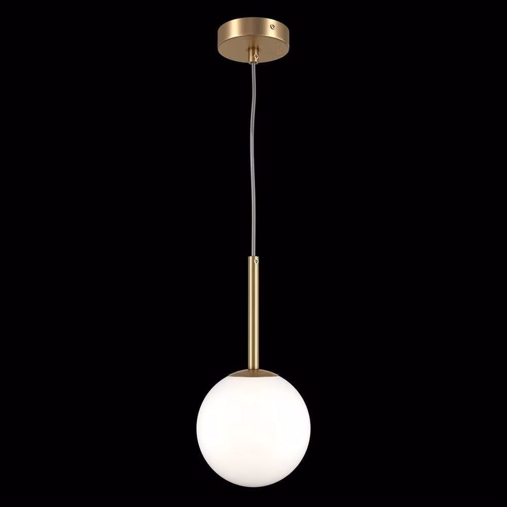 Maytoni Basic Form Small Modern Globe Pendant Ceiling Light in Gold/Brass and White with E14 Socket – 2