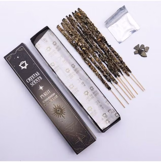KDMD Cinnamon Pyrite Crystal Smudge Incense Sticks, Spicy Brown Aromatic Sticks – 1