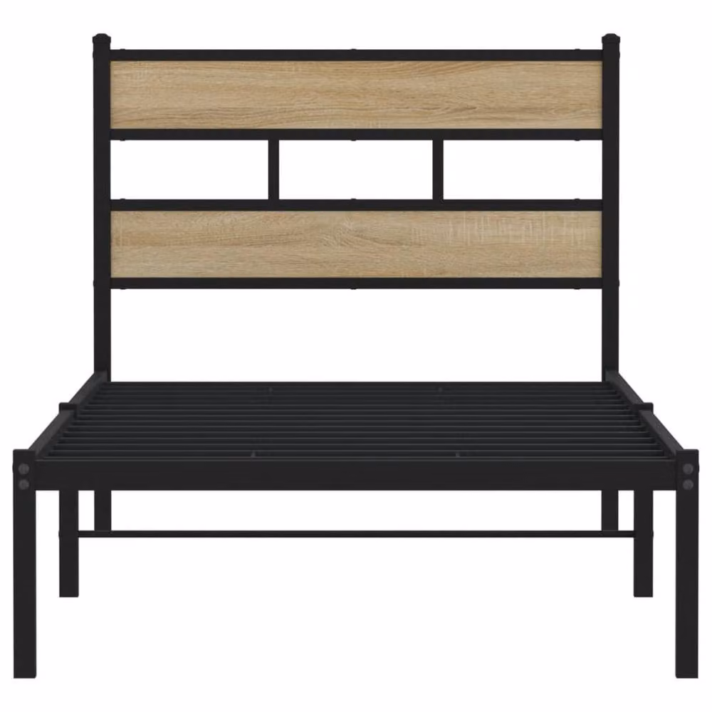 Berkfield Home Metal Bed Frame in Sonoma Oak Brown, W: 107 cm, L: 203 cm – 3