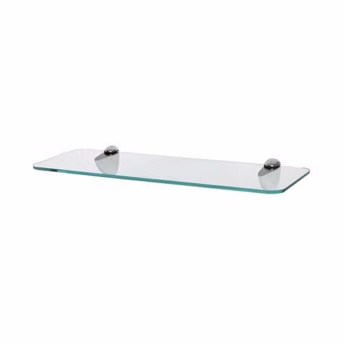 Harbour Housewares Straight Wall-Mounted Glass Bathroom Shelf in Transparent and Silver, W: 40 cm, D: 13 cm, H: 13 cm – 1