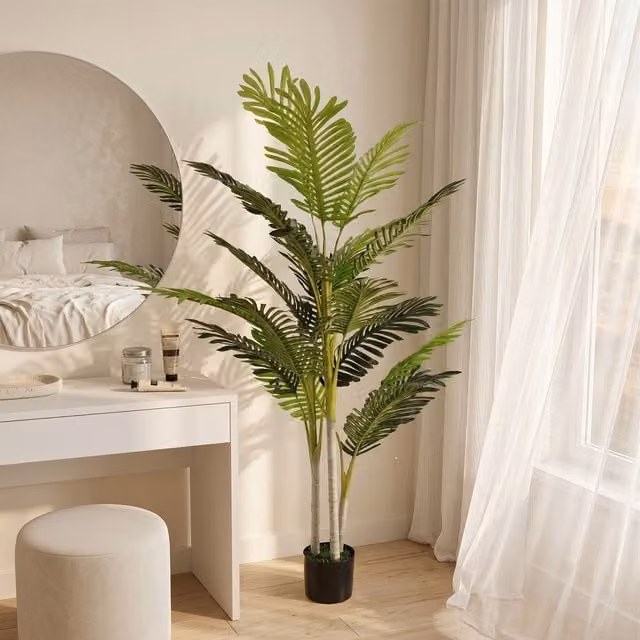 OUTSUNNY 150cm Artificial Green Palm Tree with Black Stand