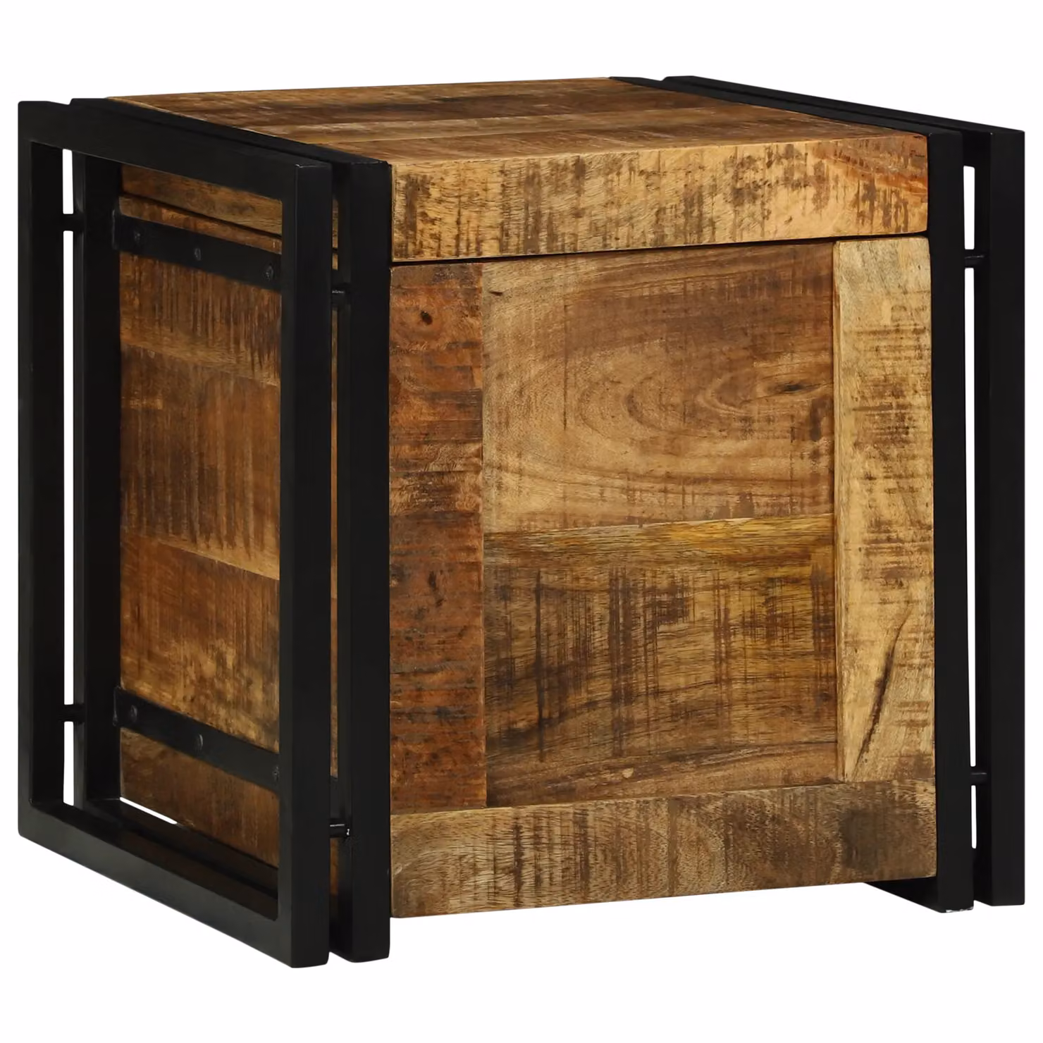 Berkfield Home Rustic Brown Solid Mango Wood Storage Box W/D/H: 40 x 40 x 40 cm – 3