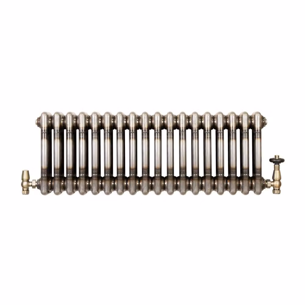 Monstershop Traditional 3 Column Steel Radiator with Integrated Valves, Silver, W: 30 cm, H: 83 cm, D: 11 cm – 2