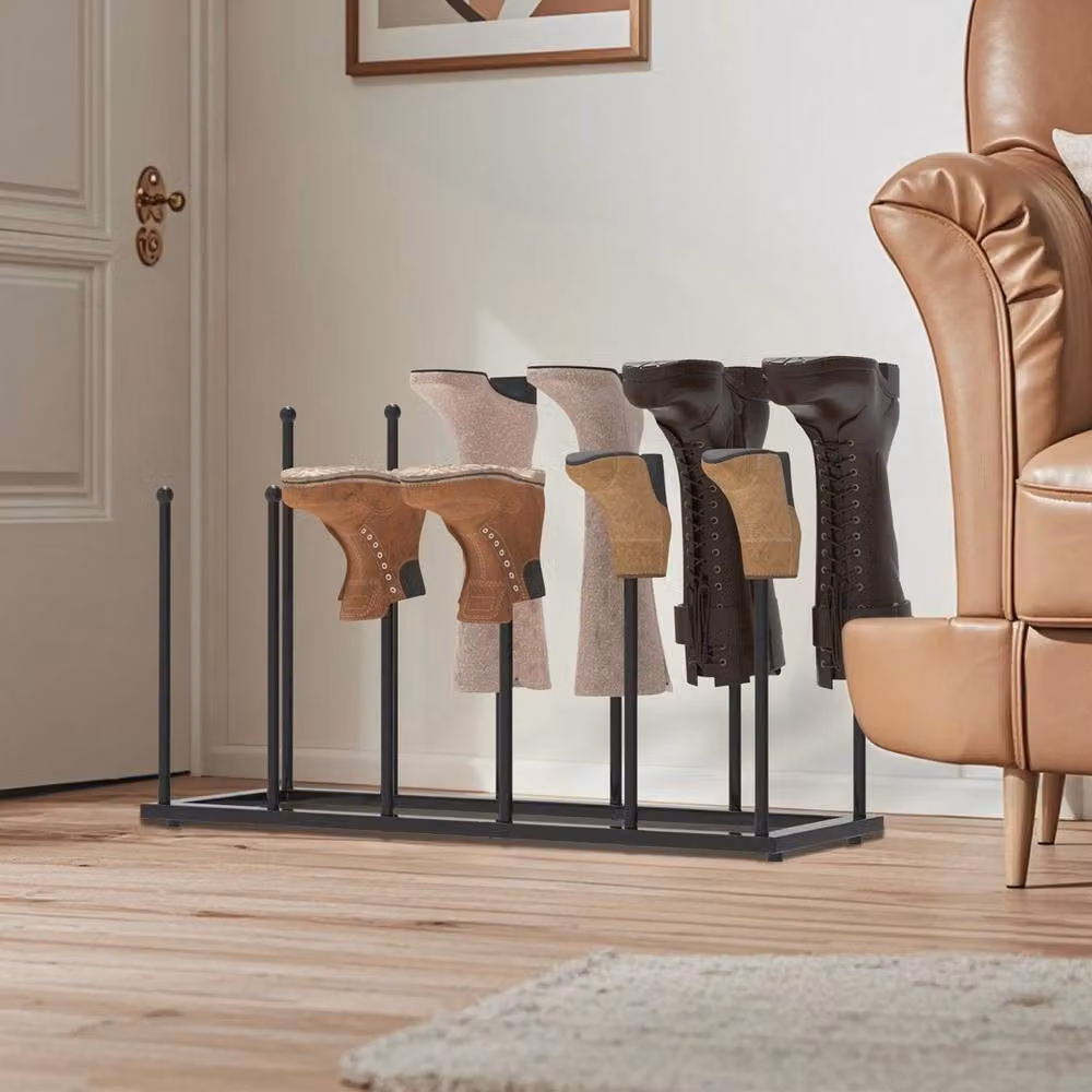FLAVORA Two-Tier Metal Boot Rack and Shoe Stand in Black, W: 50 cm – 6