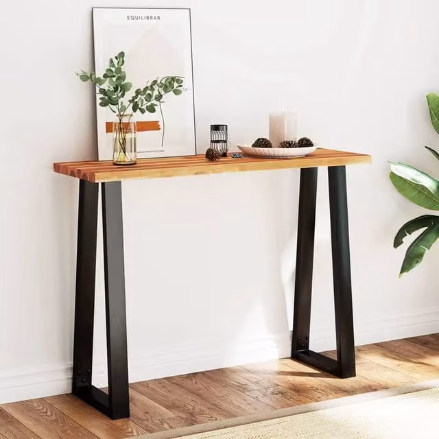 Berkfield Home Live Edge Acacia Solid Wood Console Table, Brown, W/D/H: 110 x 35 x 80 cm