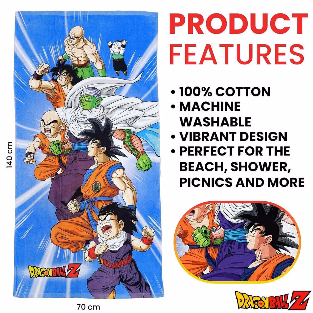 Dragon Ball Z Heroes Fluffy Cotton Graphic Towel in Blue, W/D/H: 140 x 70 x 70 cm – 2