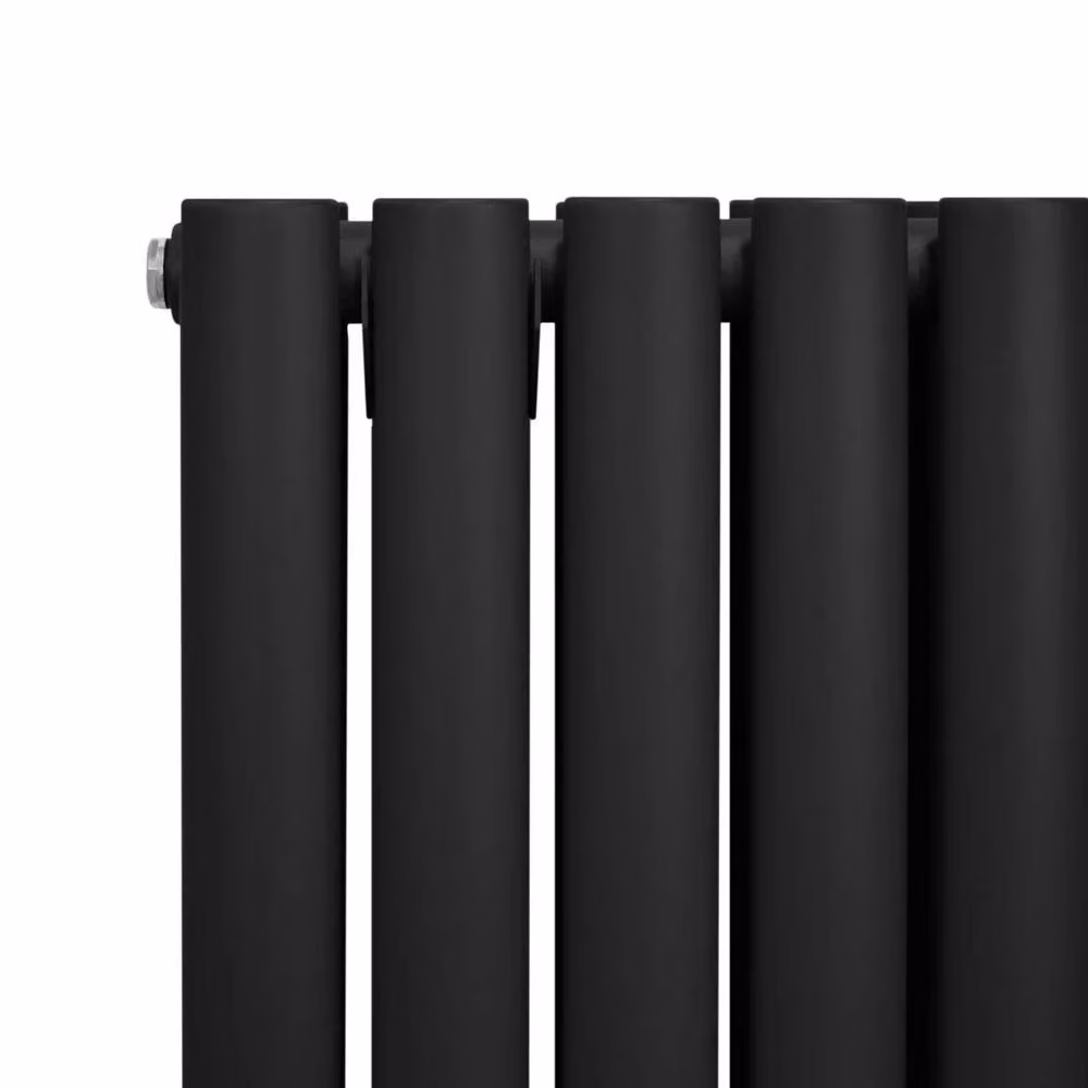 Monstershop Oval Column Radiator and Valves in Black, H: 78 cm, W: 60 cm – 3