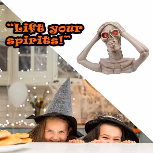 VFM e-Store Halloween Skeleton Bust with LED Eyes in White, Height: 18 cm – 5