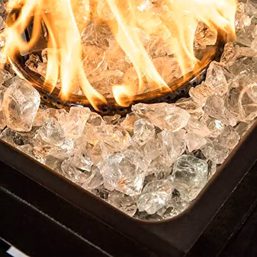 Teamson Home Clear and Yellow Tempered Glass Lava Rocks for Outdoor Gas Fire Pits, 4 kg – 5