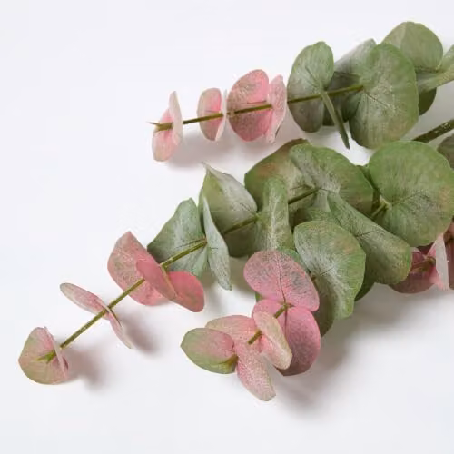 Homescapes Artificial Eucalyptus Spray in Green and Pink, Height: 85 cm – 2