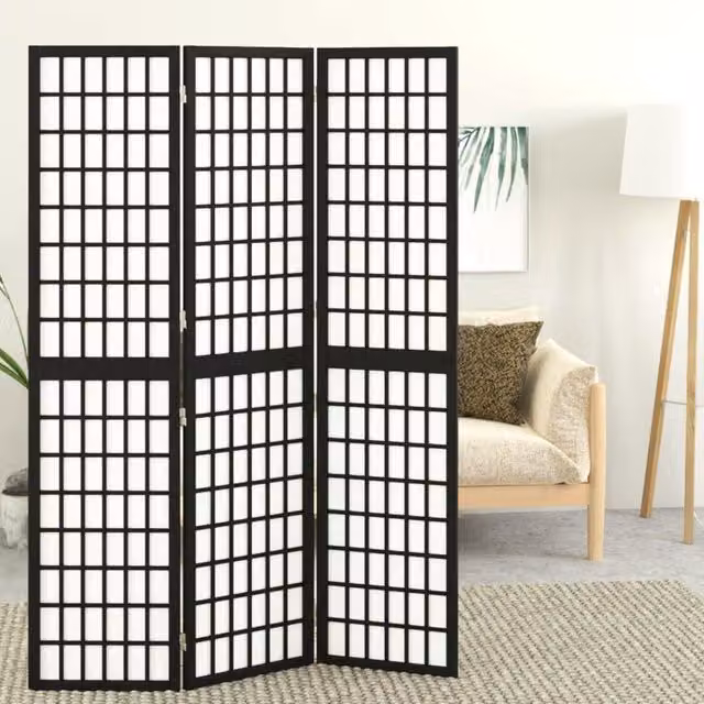 Berkfield Home Japanese Style 3-Panel Folding Room Divider, Black, W: 120 cm, H: 170 cm – 1