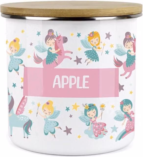 Purely Home Unicorn Fairies Childrens Mini Snack Pot in Pink and Multicolour Enamel Metal