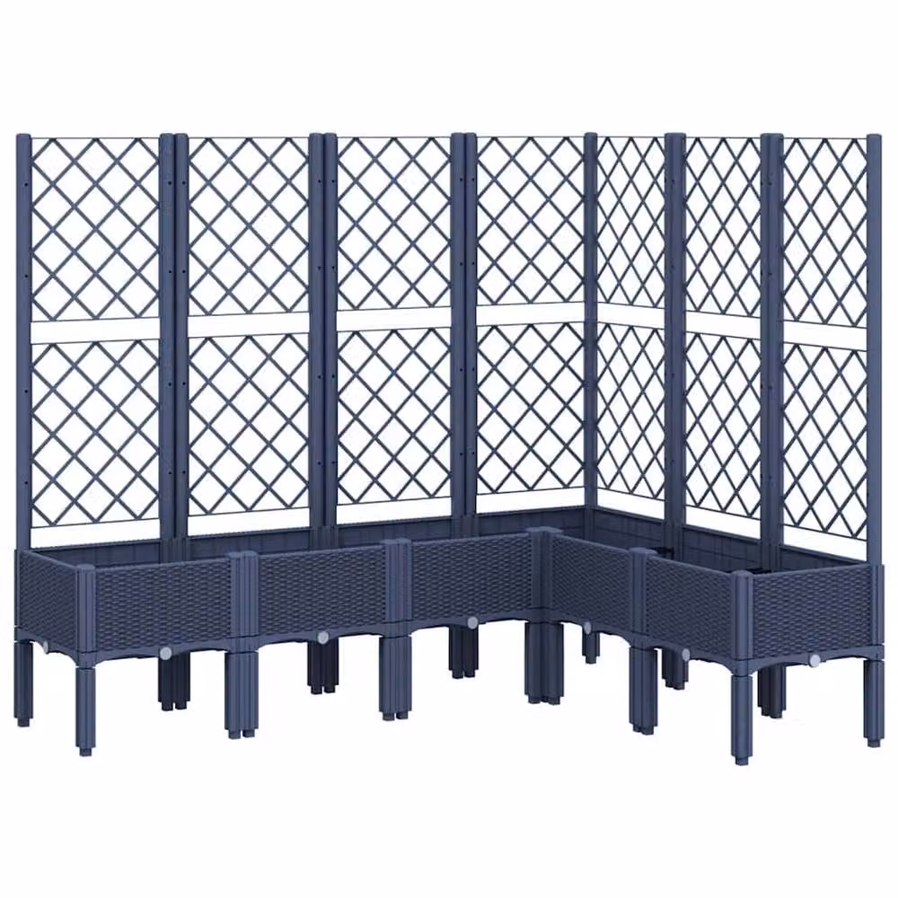 Berkfield Home Garden Planter with Trellis in Anthracite Blue Grey, W: 160 cm, D: 120 cm, H: 142 cm – 2