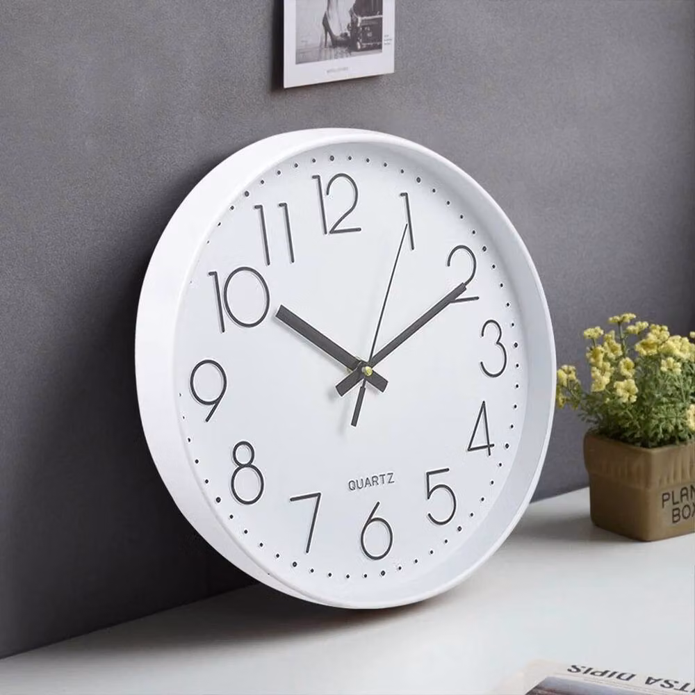 KORVIXA Silent Round Quartz Wall Clock in White, Diameter: 100 cm – 2