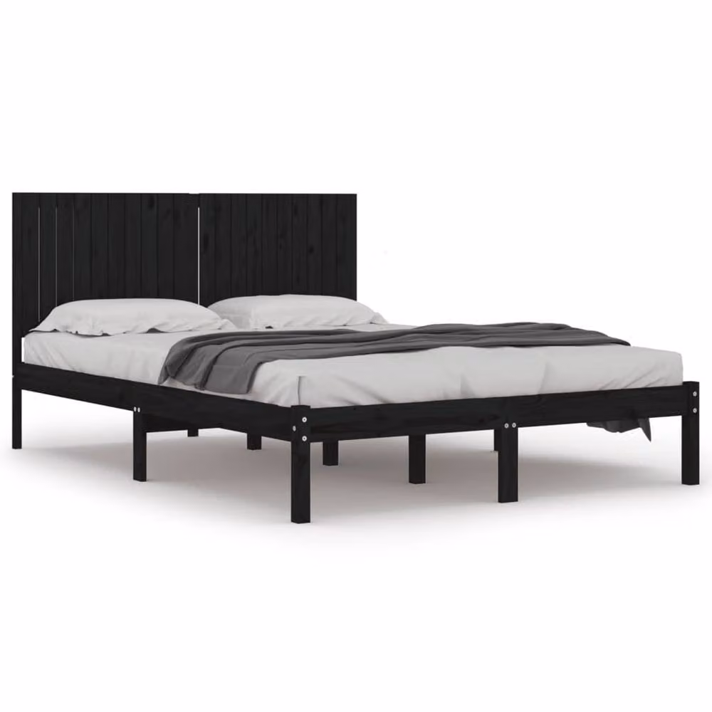 Berkfield Home Beautiful Black Solid Wood Pine Bed Frame W/D/H: 200 x 100 x 205.5 cm – 3