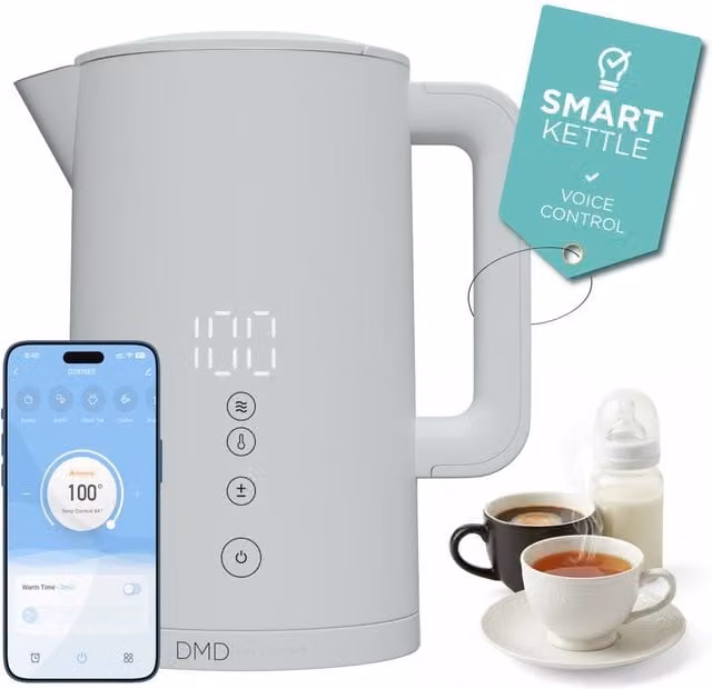 DMD Collective 1.5L Smart Kettle with Wi-Fi, Touchscreen, App and Voice Control, 2200W, White