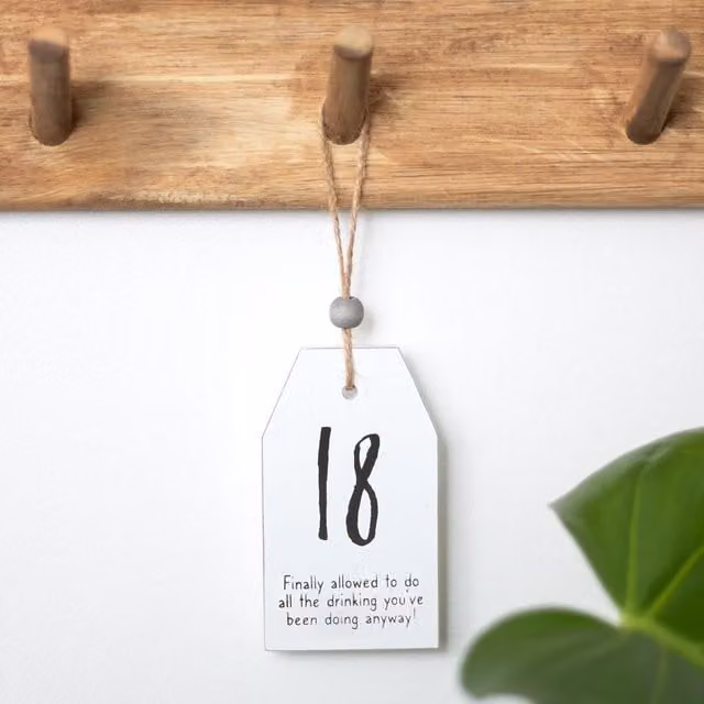 Kingsbury Gifts Small White Hanging Birthday Sentiment Tag, 5.5 cm
