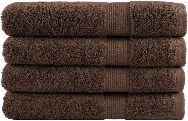 Berkfield Home SOLUND Premium Cotton Terry Towels, 4-Piece Set, Brown, W: 100 cm, L: 200 cm, 600gsm