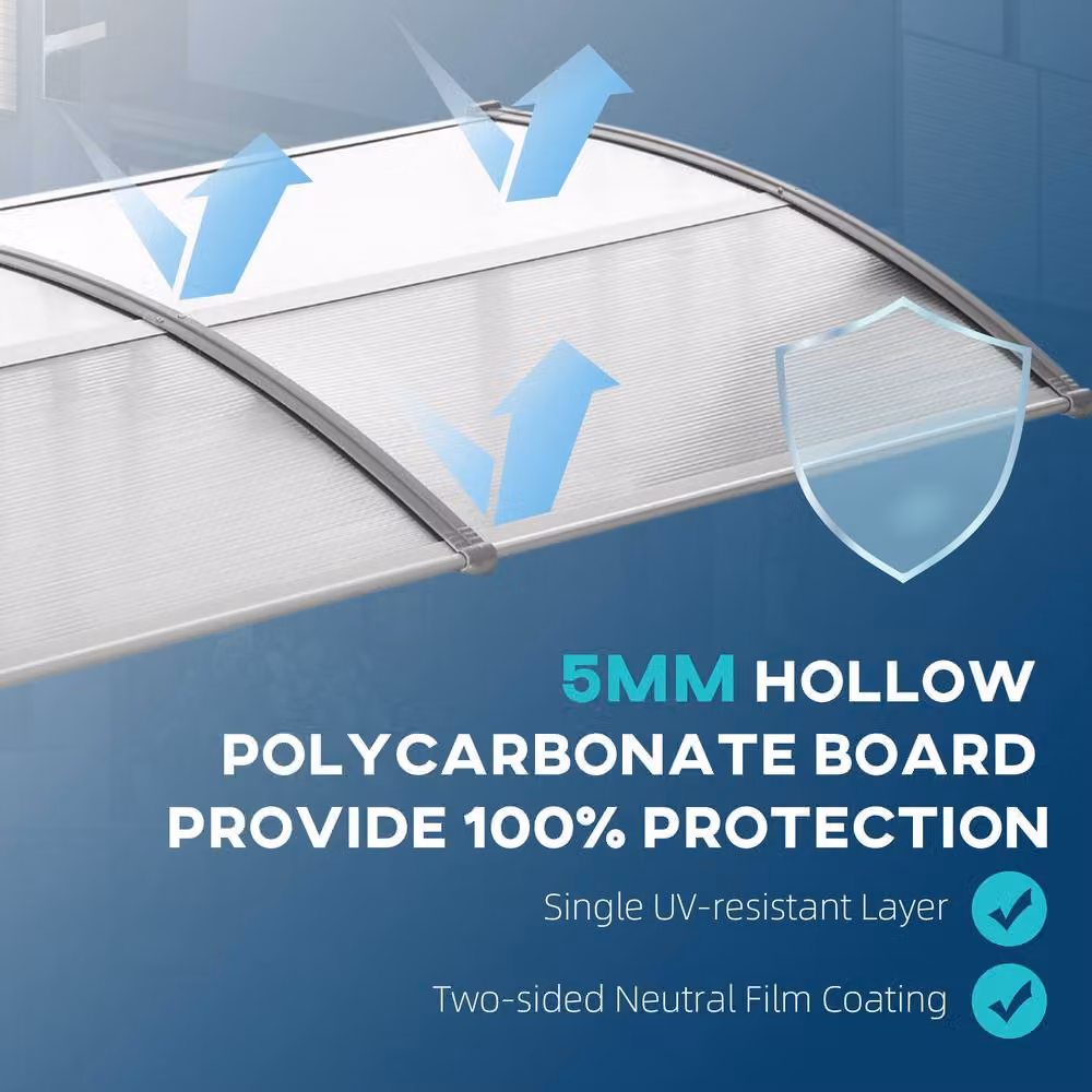 STILVORA Door Canopy, Transparent, W: 196 cm, D: 75 cm – 3