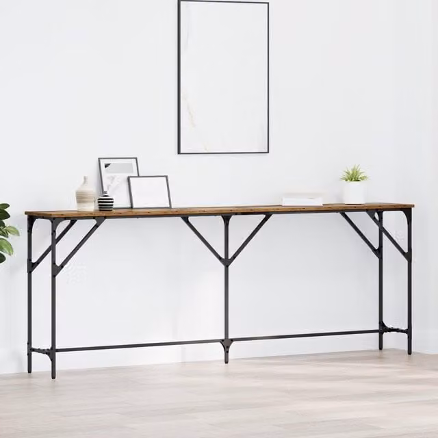 Berkfield Home Industrial Console Table in Brown, W/D/H: 200 x 29 x 75 cm