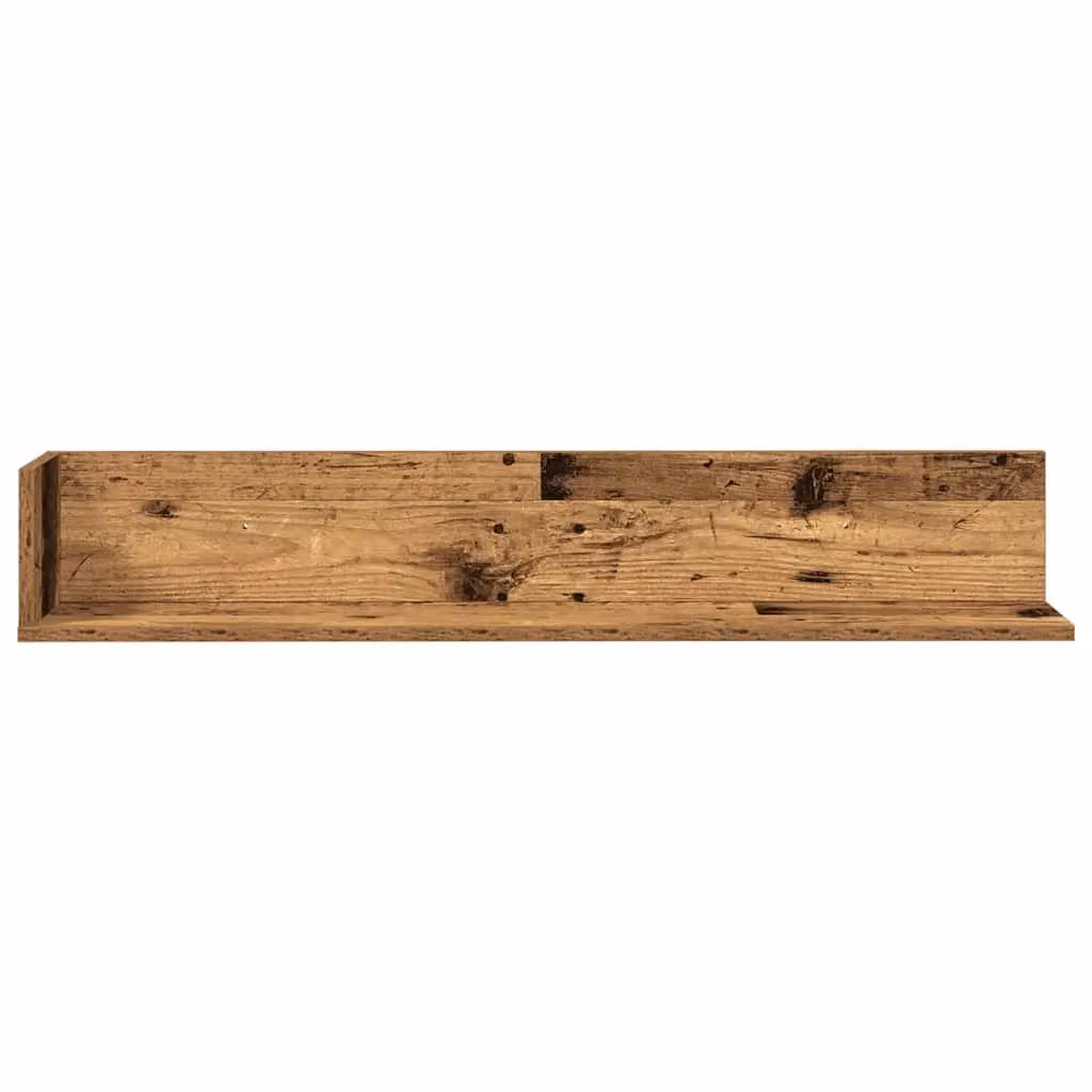Berkfield Home Wall Shelves, 2 Piece Set in Brown Old Wood, W/D/H: 100 x 16.5 x 16.5 cm – 4